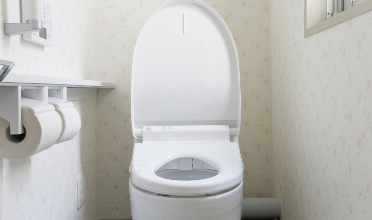 Toilet image with clogged bathroom sink in the left side that needs mississauga drain repair