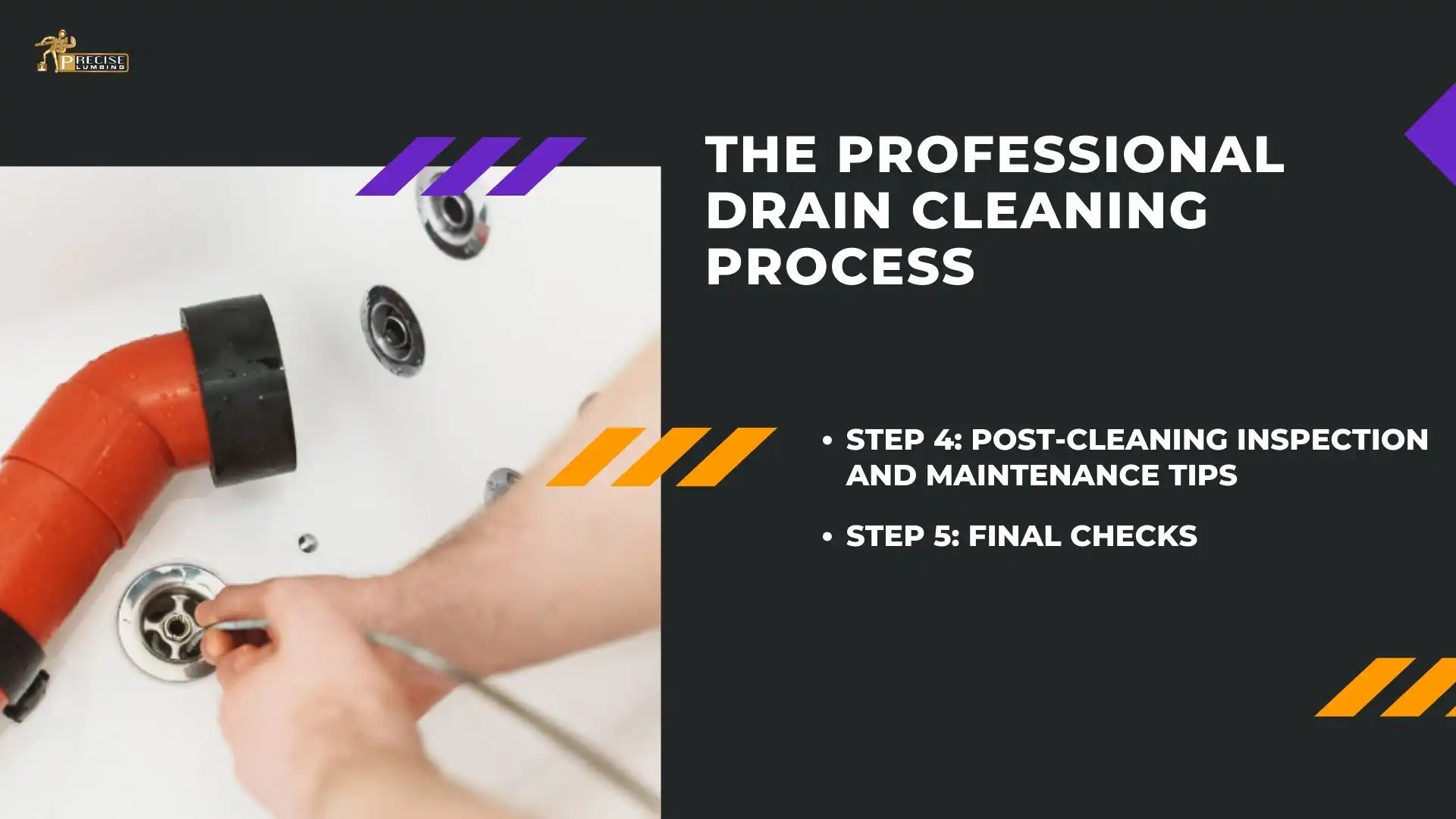 Post-inspection steps during professional drain cleaning service and final checks.